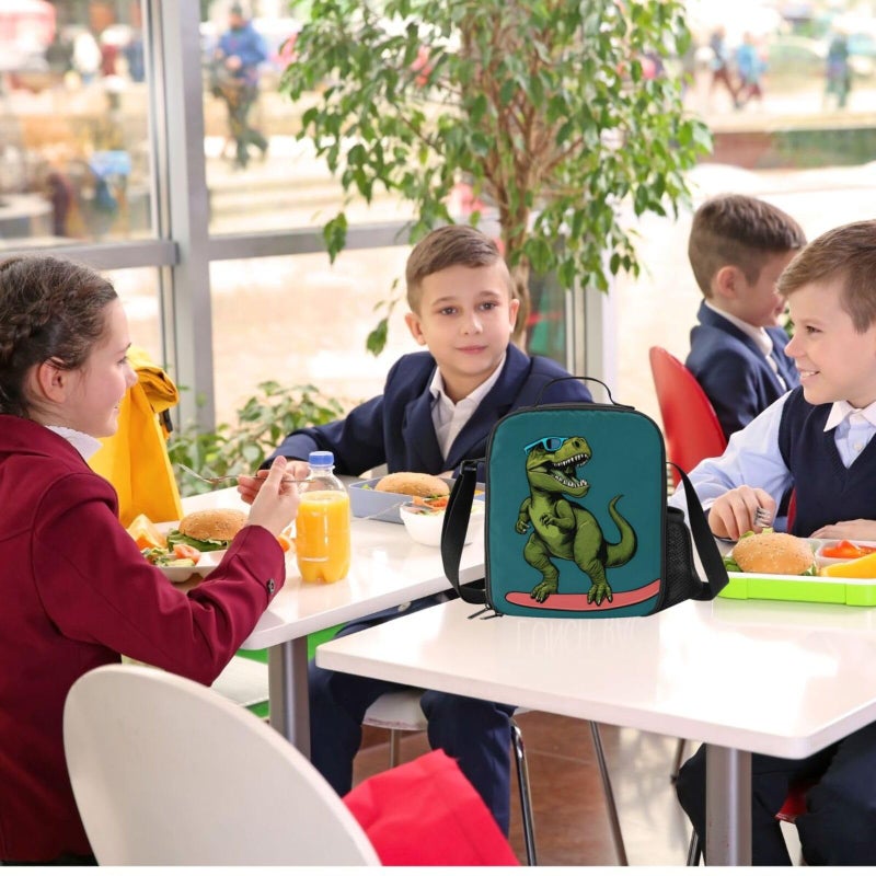 PrelerDIY Surfing Dinosaur Lunch Box Insulated Meal Bag Lunch Bag Food Container for Boys Girls School Travel Picnic - Image 4